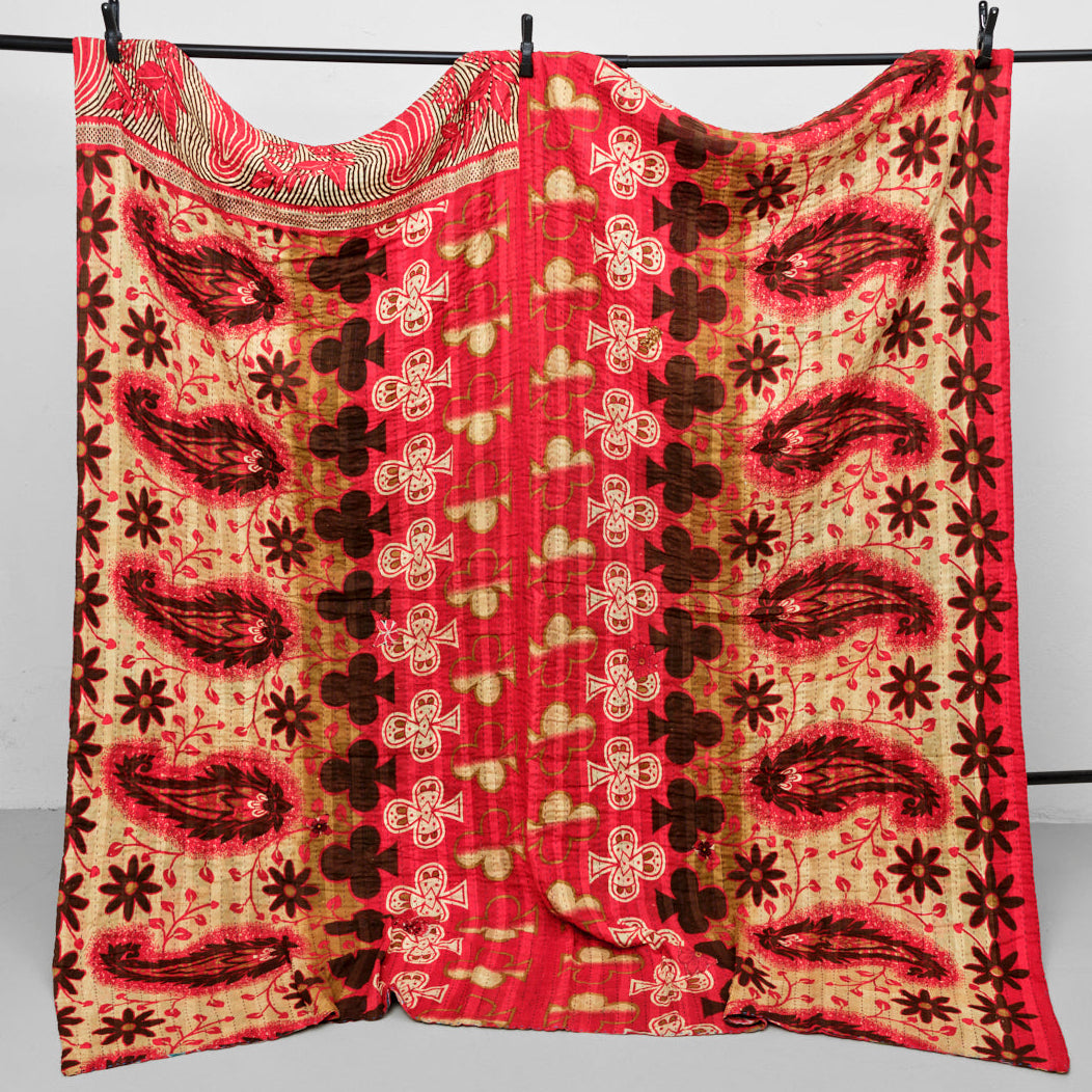 Unika sari kantha tæppe 200 x 200 cm