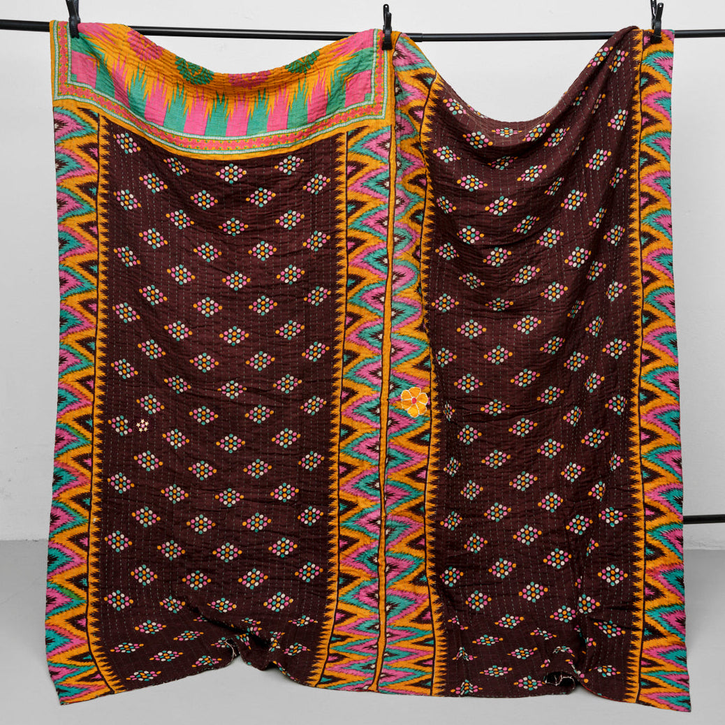Unika sari kantha tæppe 200 x 200 cm