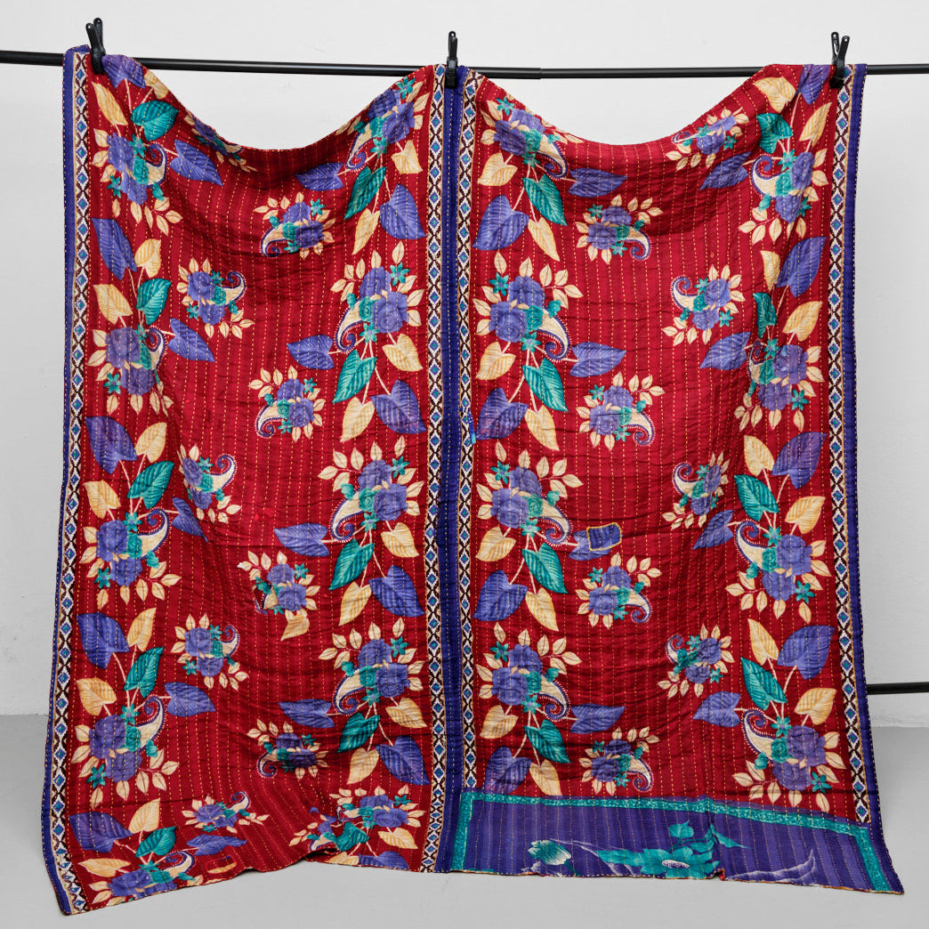 Unika sari kantha tæppe 200 x 200 cm