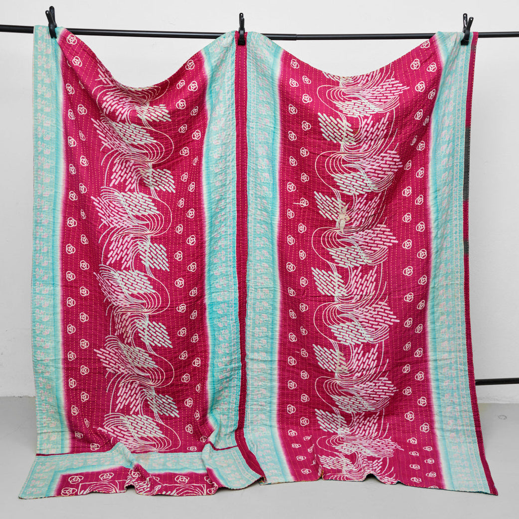 Unika sari kantha tæppe 200 x 200 cm