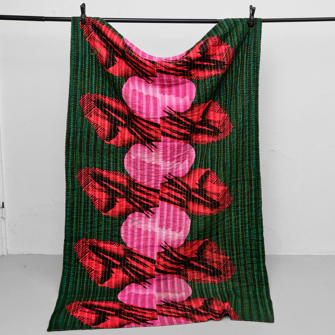 Unika sari kantha tæppe 120 x 200 cm