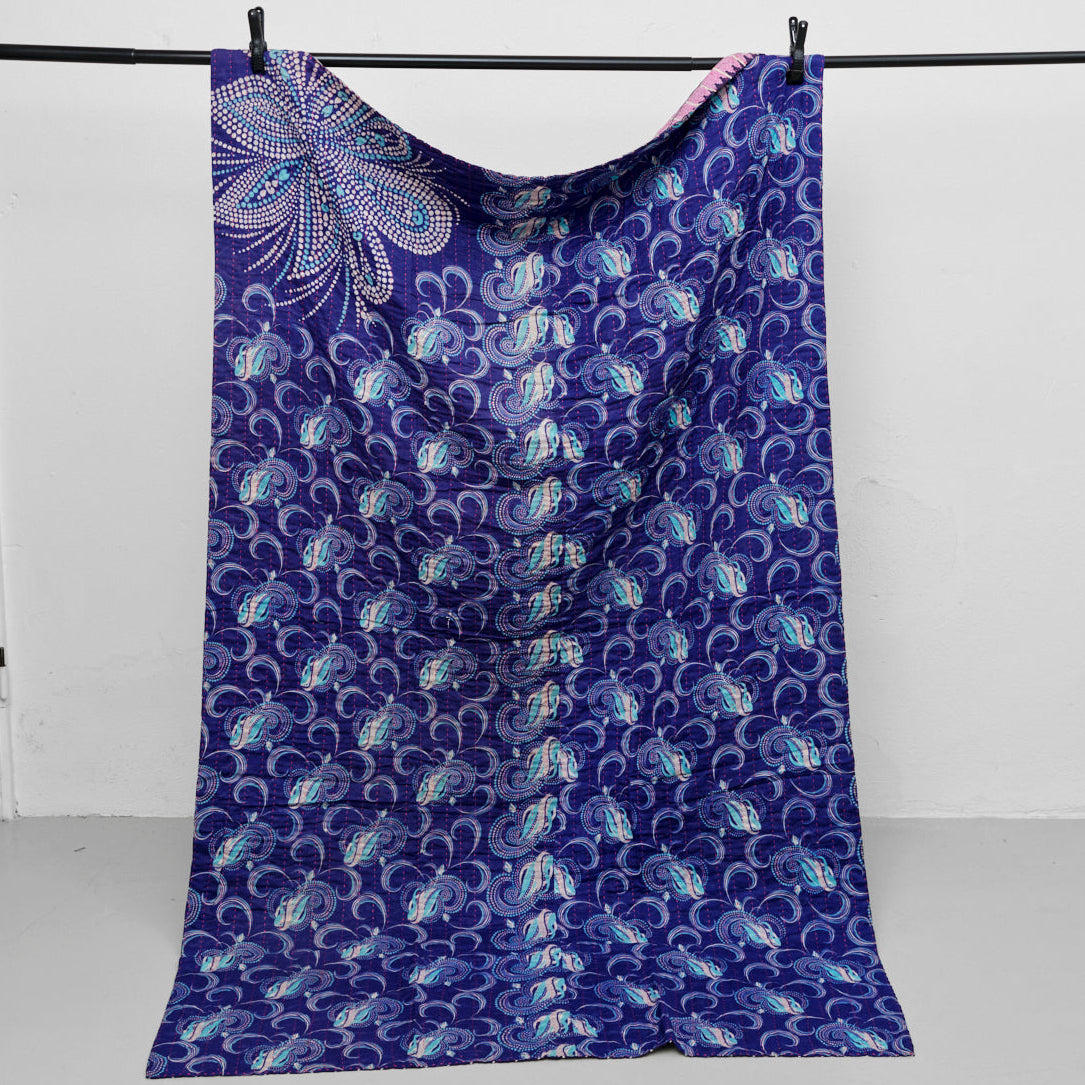 Unika sari kantha tæppe 120 x 200 cm