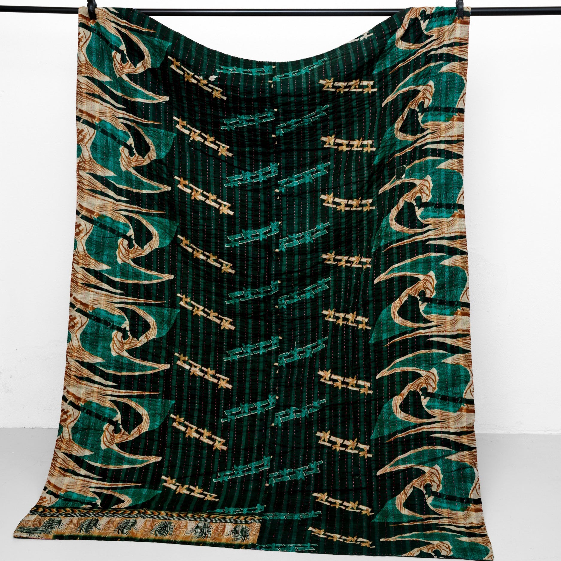 Unika sari kantha tæppe 140 x 200 cm