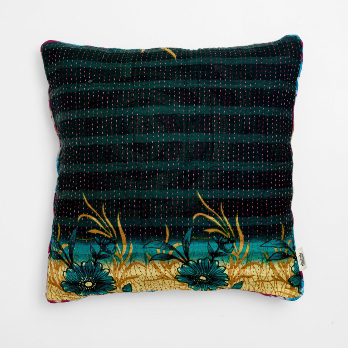 Unika kantha sari bomuldspude 50 x 50