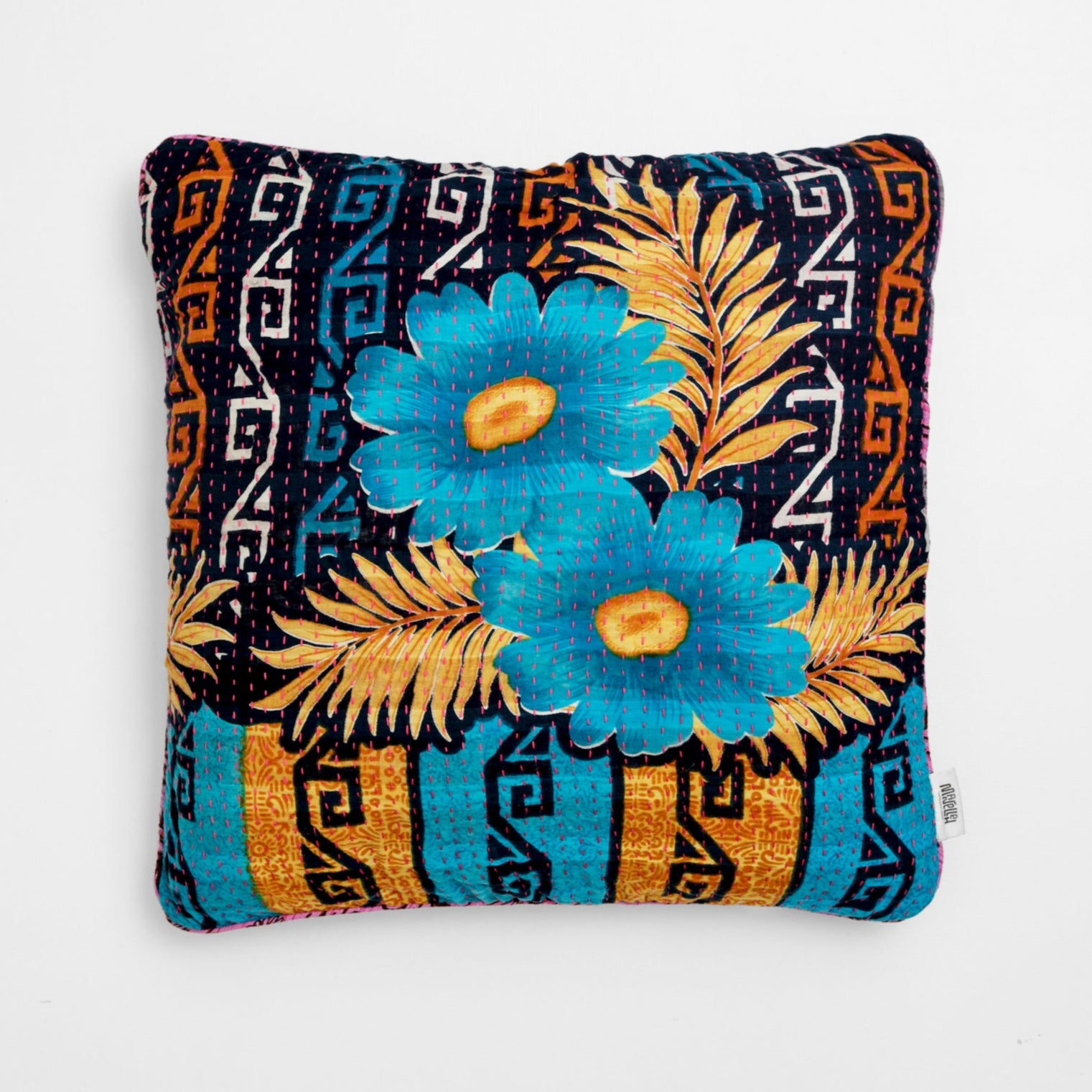 Unika kantha sari bomuldspude 50 x 50