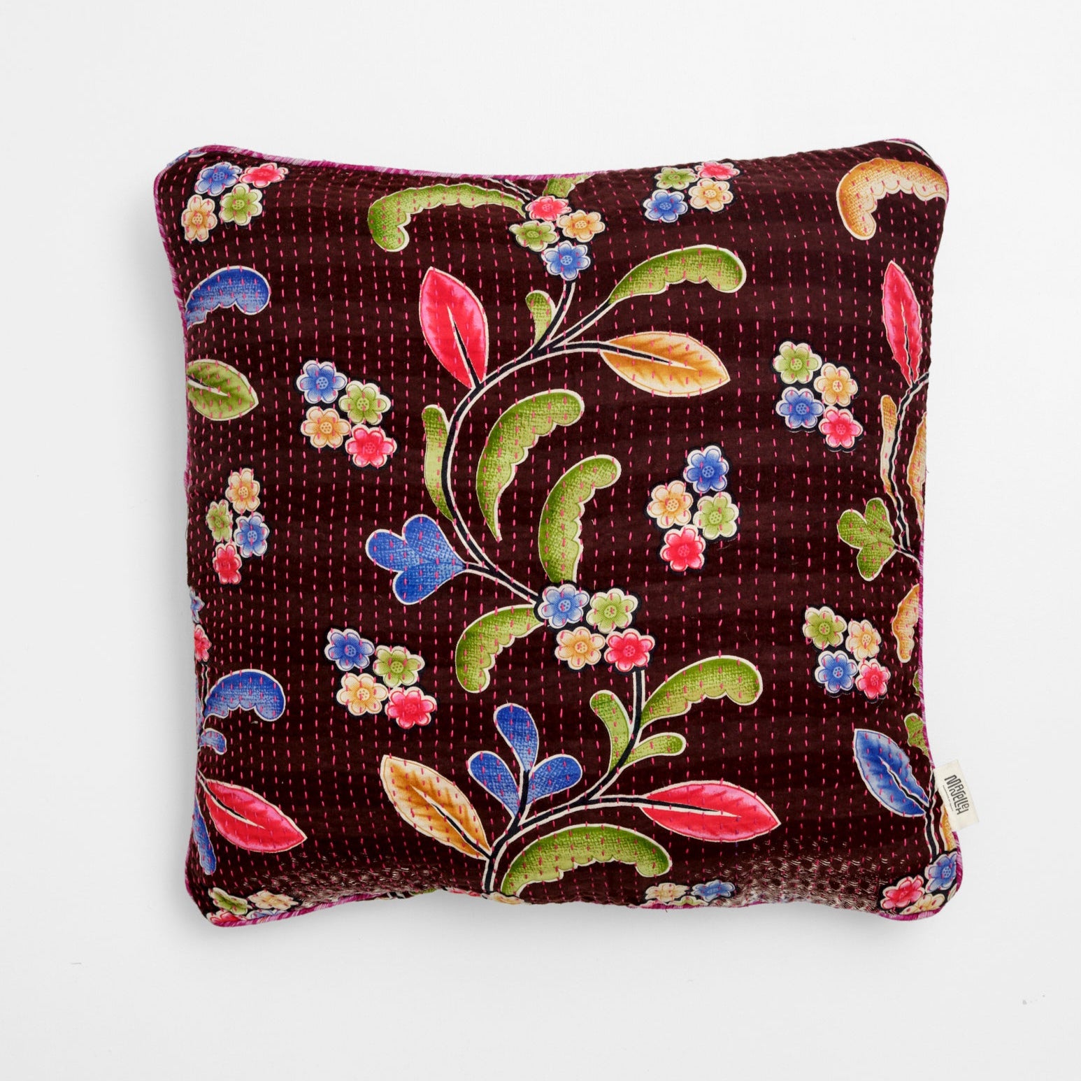 Unique kantha sari cotton pillow 50 x 50