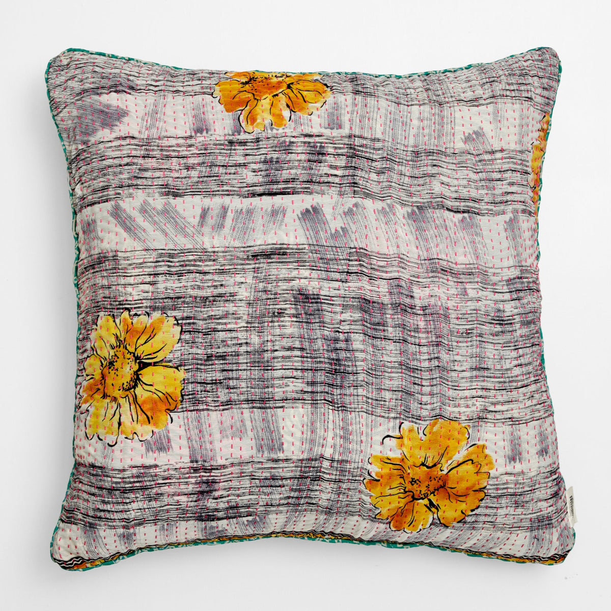 Unika kantha sari silkepude 60 x 60 cm