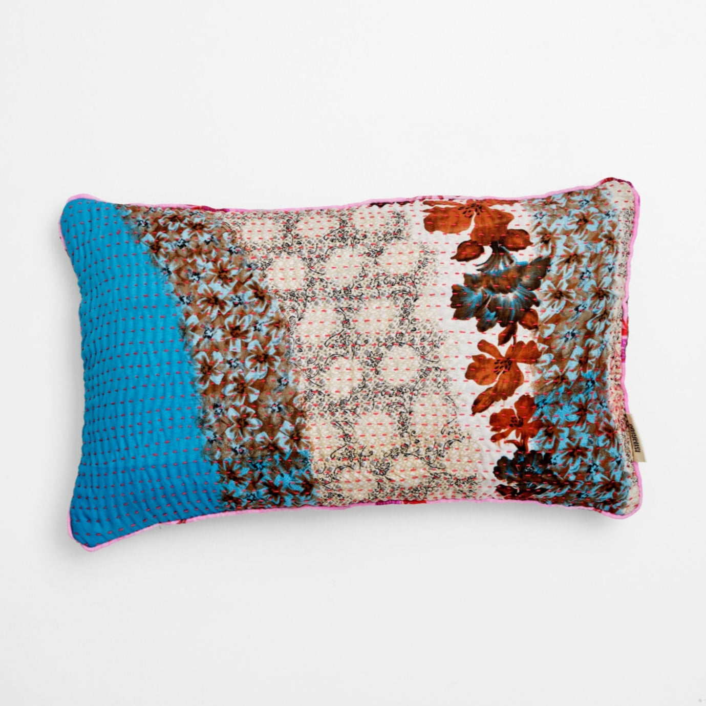 Unique kantha sari silk pillow 30 x 50 cm