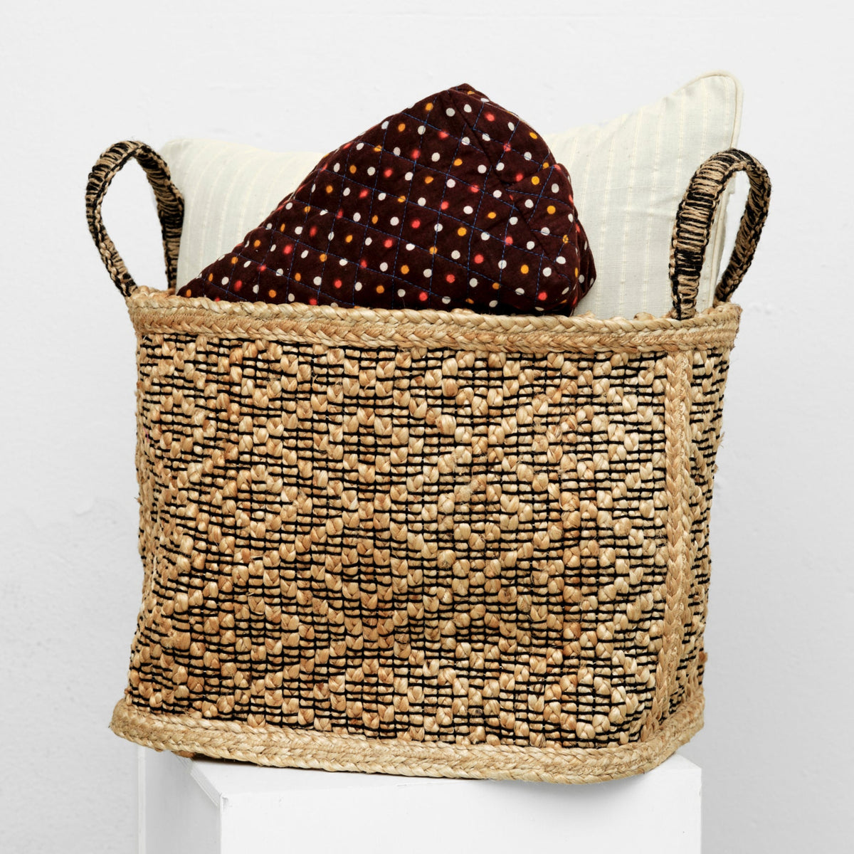 Jute kurv large (dobbelt diamant)