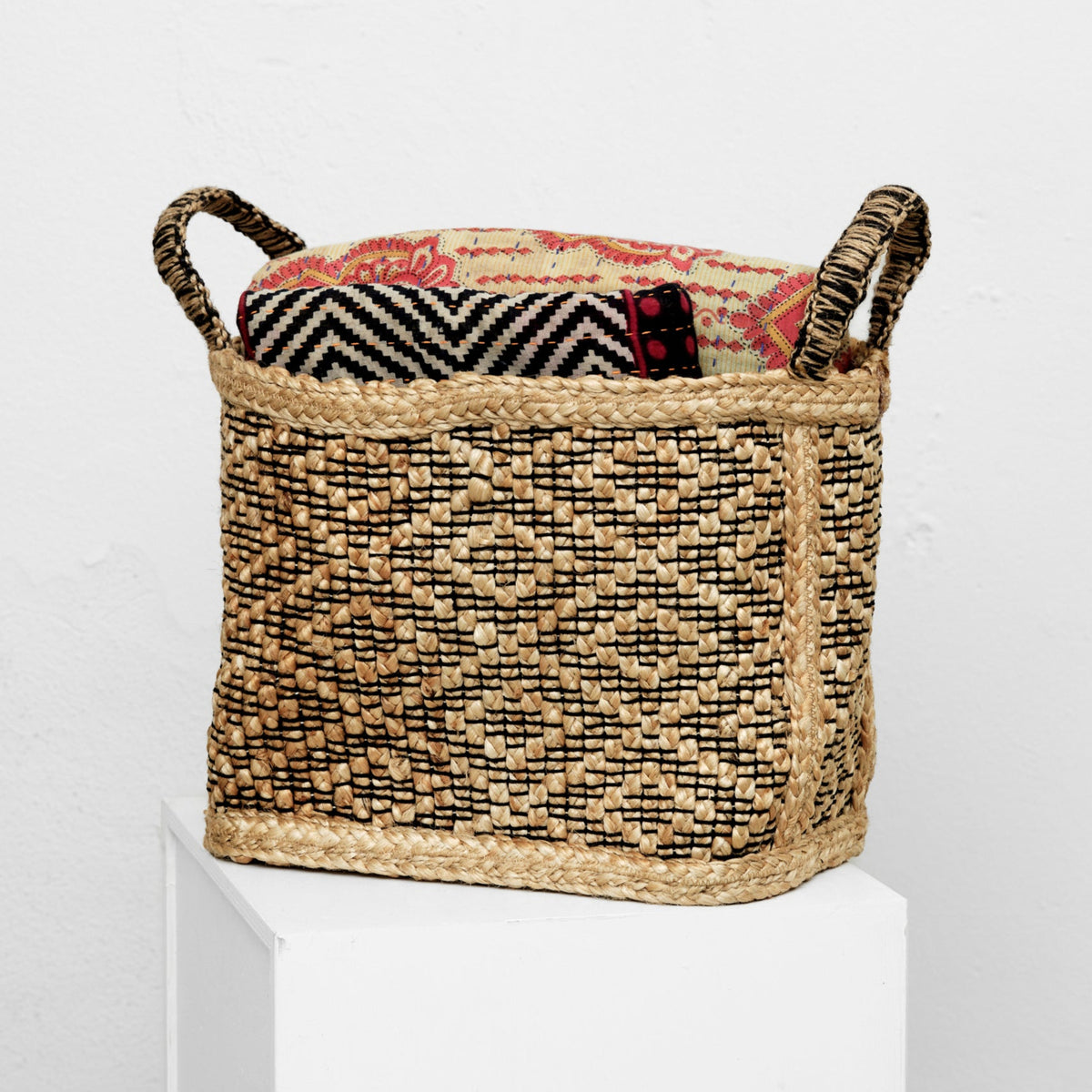 Jute kurv medium (dobbelt diamant)