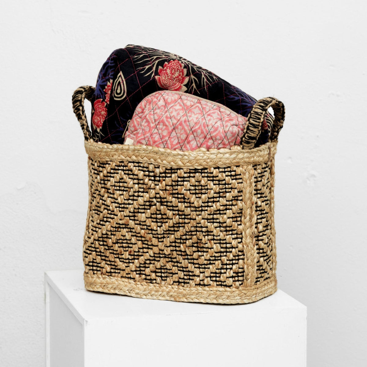 Jute kurv small (dobbelt diamant)