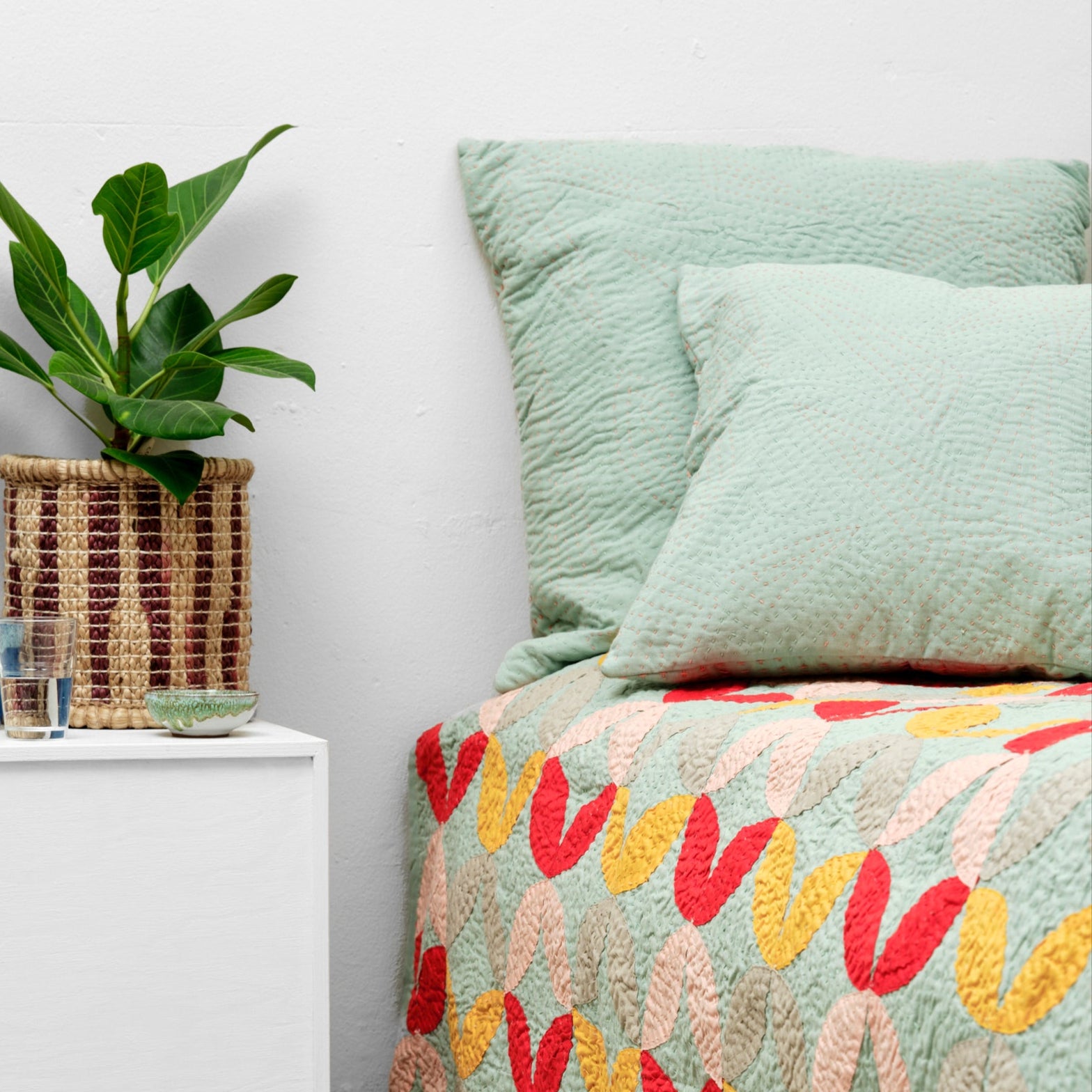 Quiltet pude 60 x 60 (Mint)