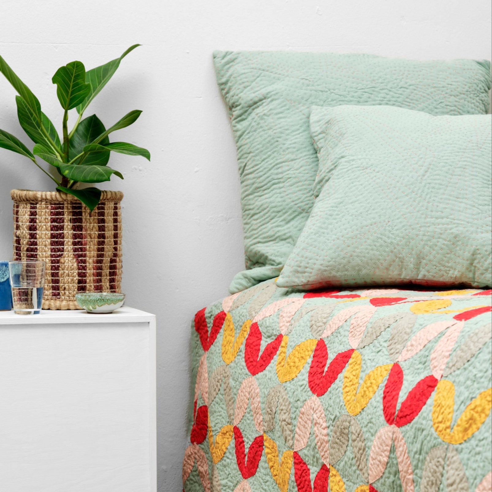 Quiltet pude 50 x 50 (Mint)