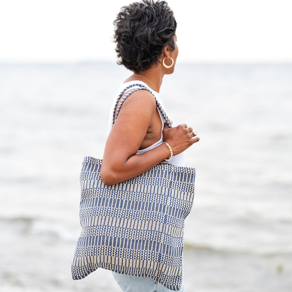 Shopper (blå jute)