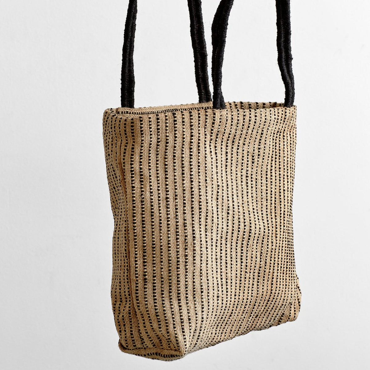 Shopper (sort-stribet jute)