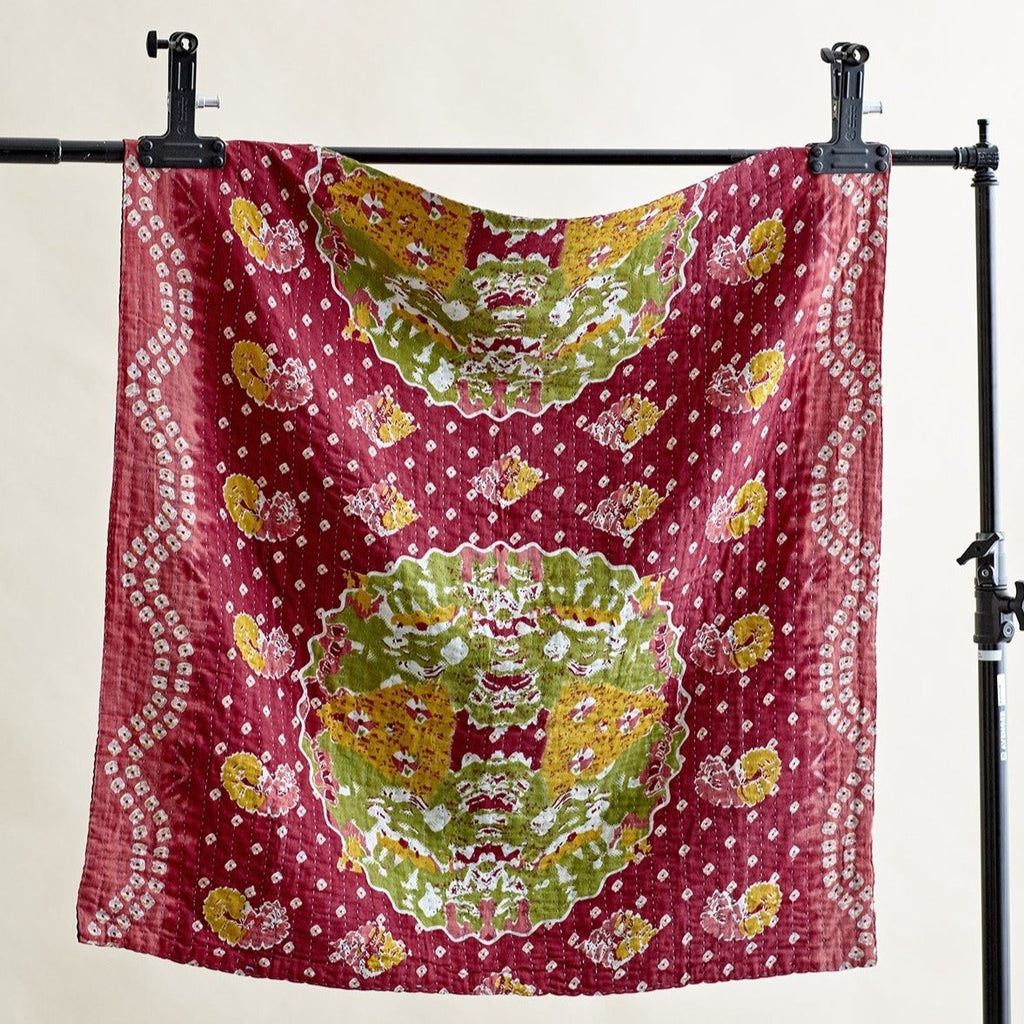 Unika sari kantha tæppe 100 x 100 cm
