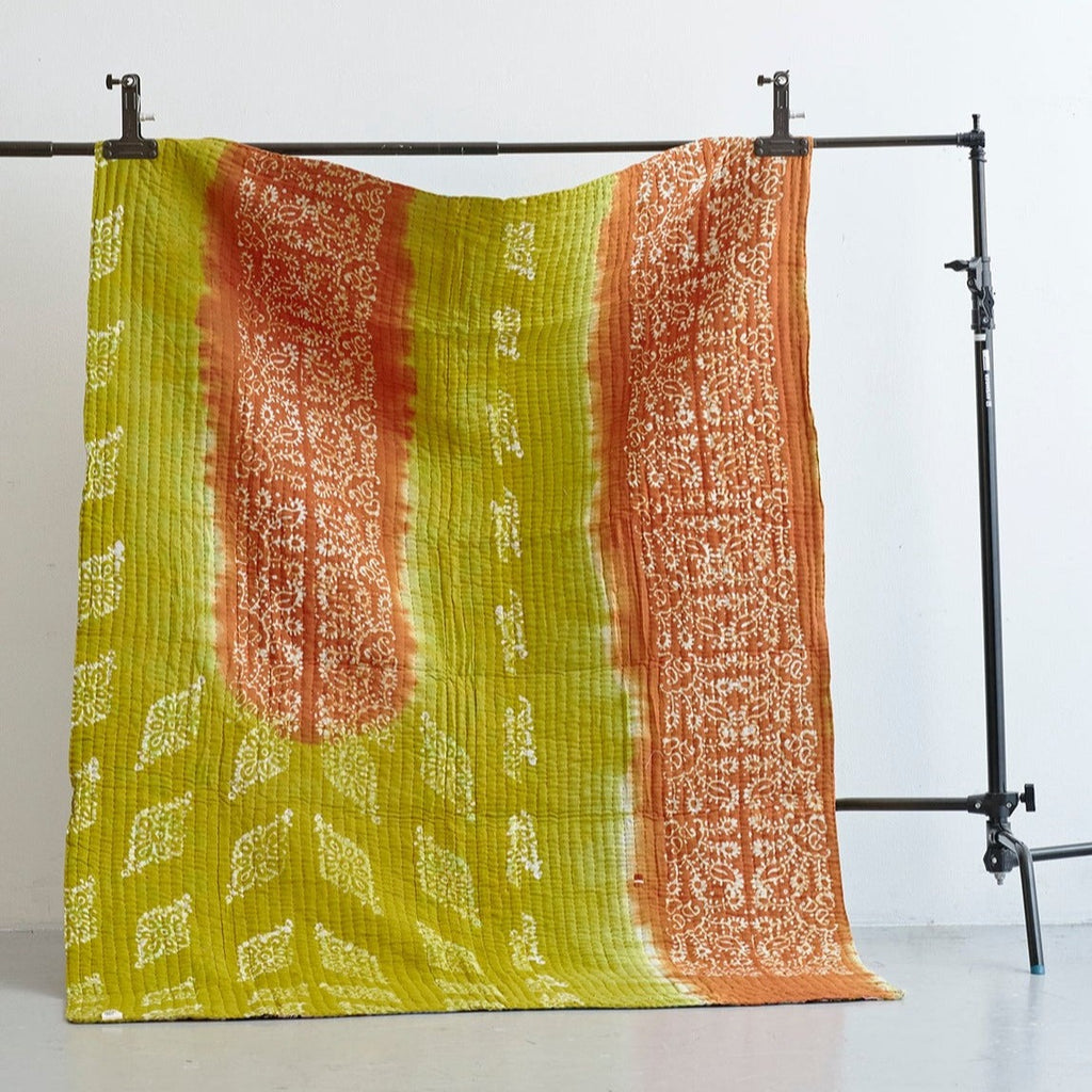 Unique sari kantha quilt 140 x 200 cm