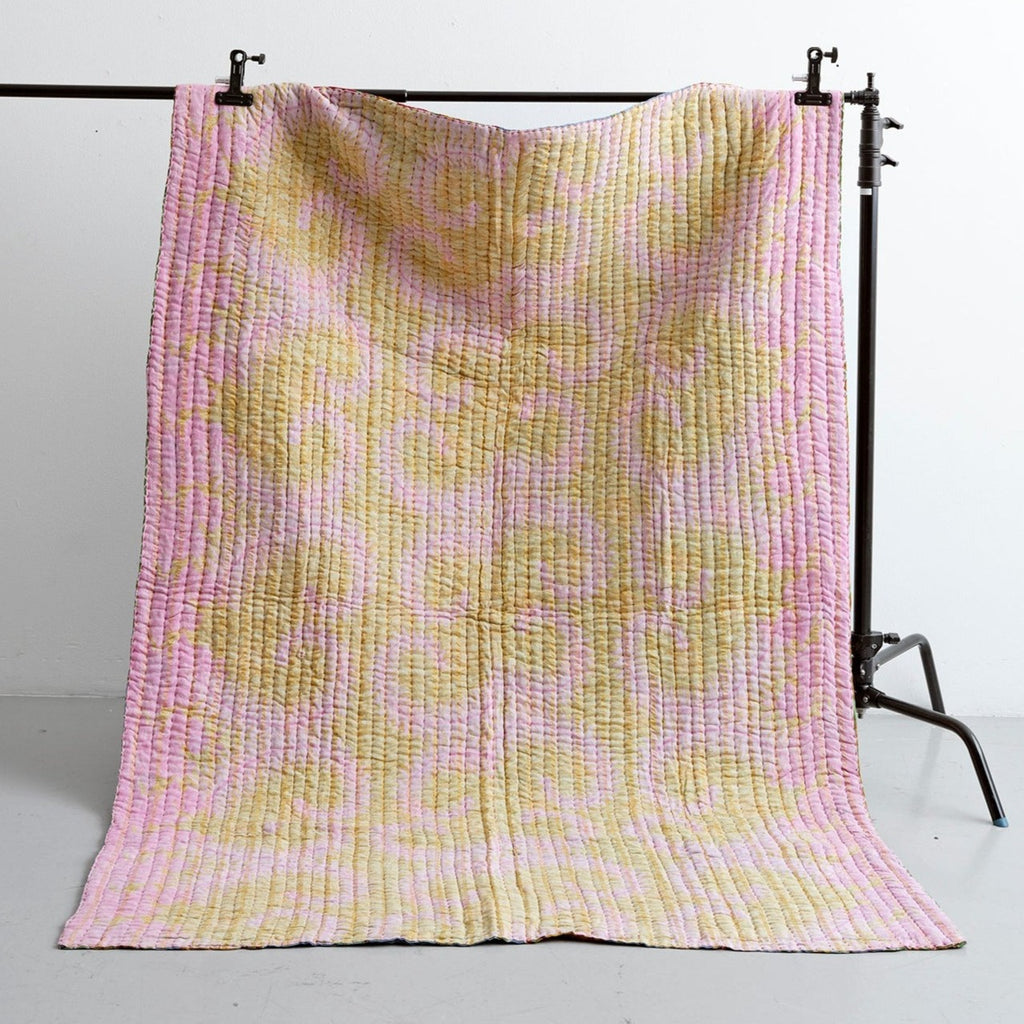 Unique sari kantha quilt 140 x 200 cm