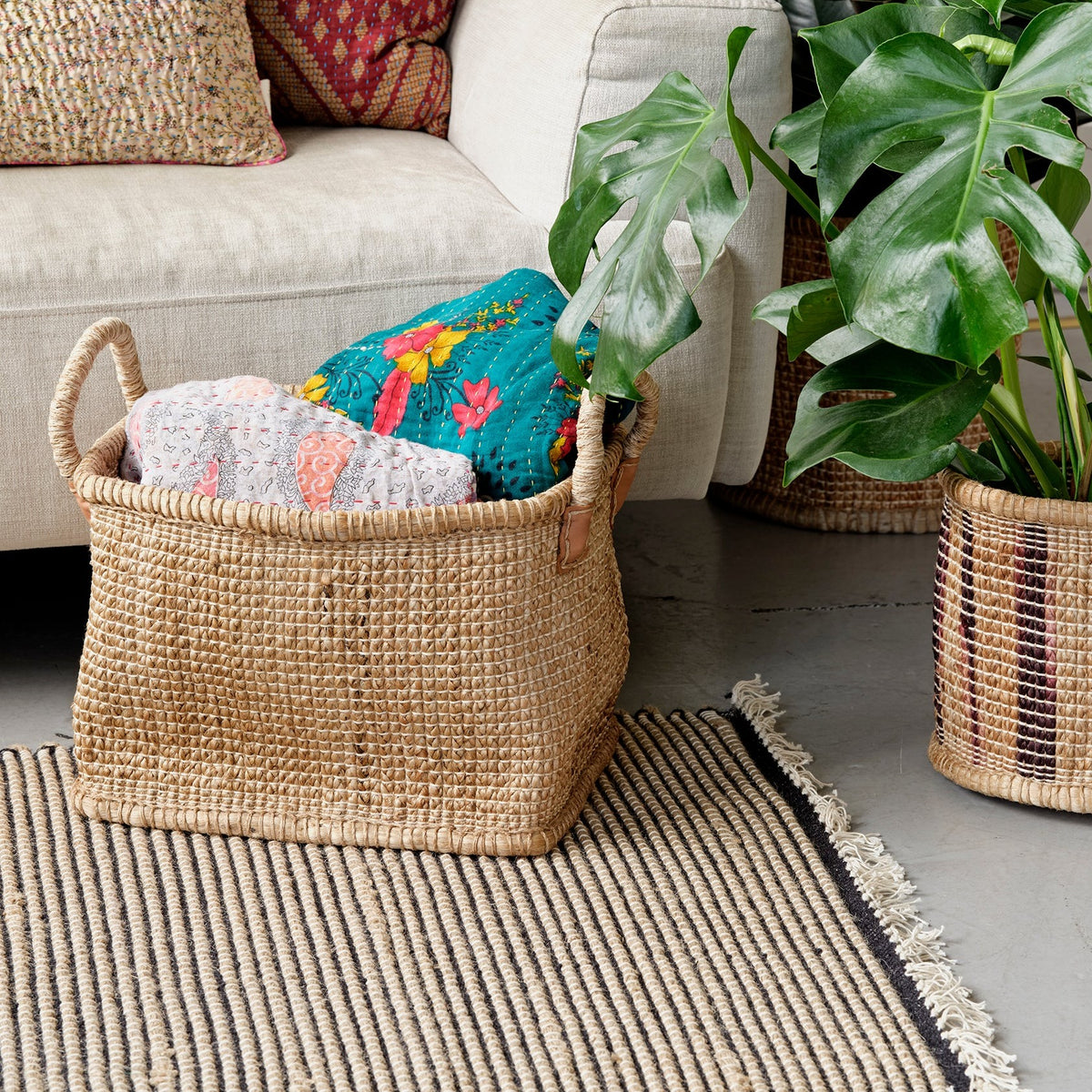 Løber 70 x 130 (jute/sort)